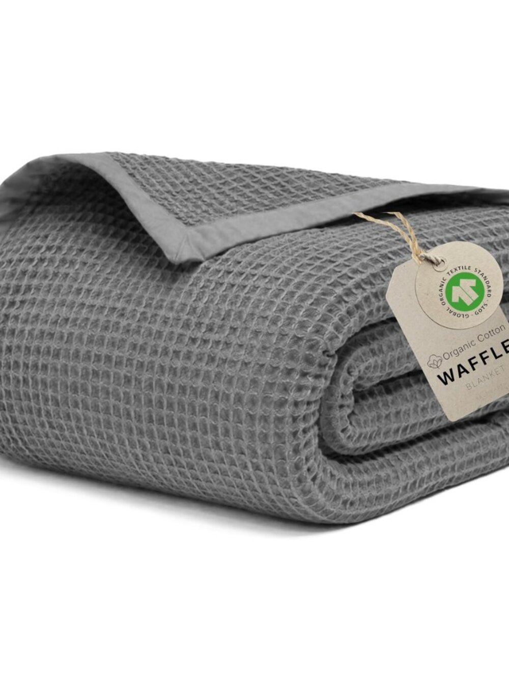 GOTS Certified 55"X60" Throw 100% Organic Cotton Blanket-Charcoal Grey